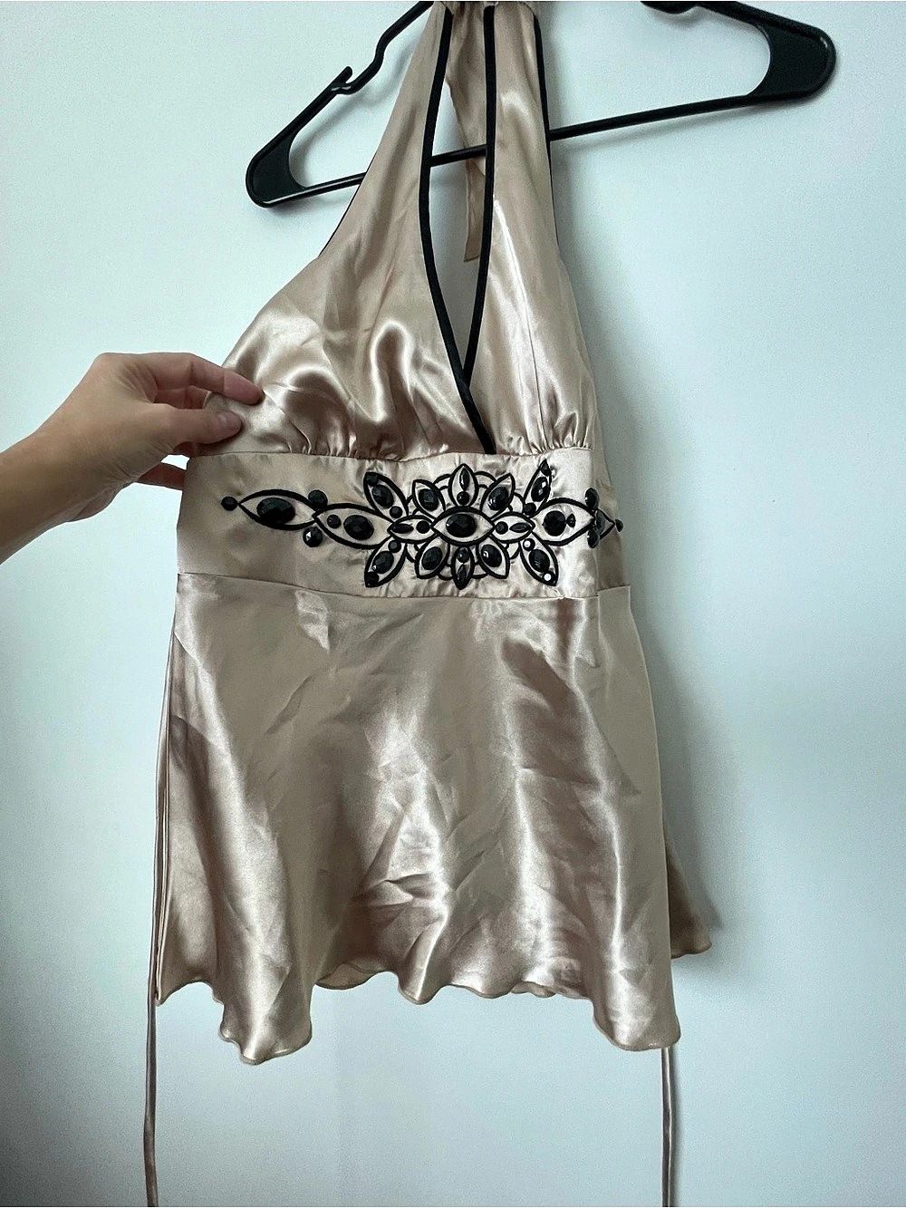 Vintage Halter Woman's Top Heart And SoulClassy Baddie Trendy Y2K Silk Look Med